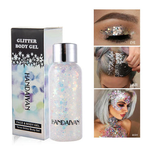 Holographic Mermaid Glitter Eyeshadow Gel Body Face Eye Liquid Loose Sequins Pigments Makeup Cream Festival Gems Cosmetics Tools