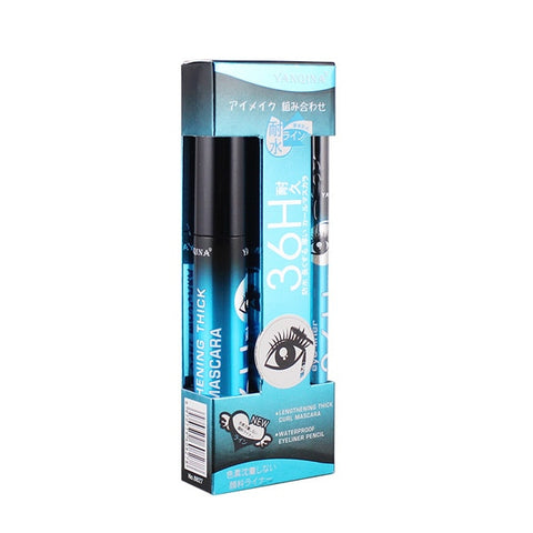 Big Eyes Makeup Set Black Mascara + Eyeliner Pen Maquiagem Waterproof 4D Fiber Mascaras Make up Cosmetics Kit Eye Liner Pencil