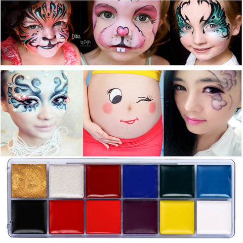 Festival World Cup body painting play clown Halloween makeup face paint 12 Color Body face painted Make up Flash Tattoo