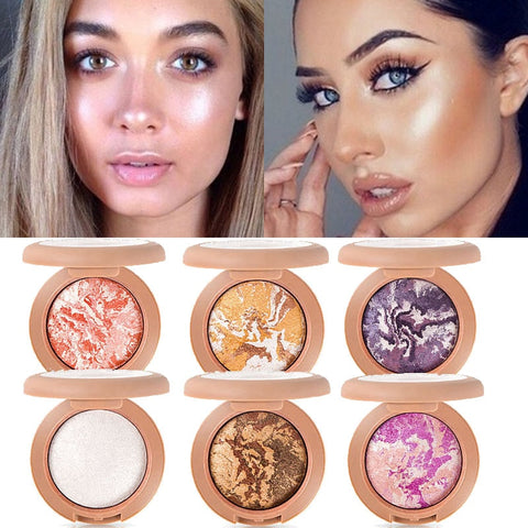 Highlighter Makeup Brighten Face Shimmer Mineral Baking Powder Eye Blush Shadow Palette Bronzing shine brown cream