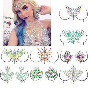 Acrylic Body Chest Decoration Crystal Diamond Tattoo Sticker Paste Body Art Decor Self Adhesive Gems Tattoos Party Stage Makeup