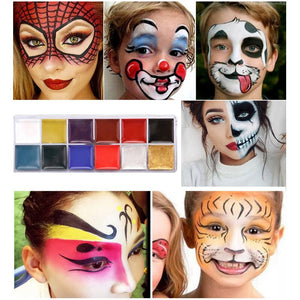 12 Colors Body Paint Cream Non-Toxic Harmless Water Soluble Body Painting Makeup Palette Halloween Party