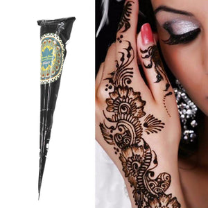 1PC Black Ink Color Henna Tattoo Paste Indian Waterproof Tattoo Mehndi DIY Drawing Body Paint Art Cream Cone For Stencil