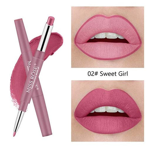 MISS ROSE Multifunctional Lipstick Pencil Moisturizing Matte Lip Waterproof Lasting Color Sexy Red Lip Stick Lip Liner Lipstick