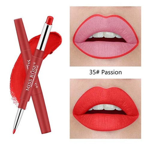 MISS ROSE Multifunctional Lipstick Pencil Moisturizing Matte Lip Waterproof Lasting Color Sexy Red Lip Stick Lip Liner Lipstick