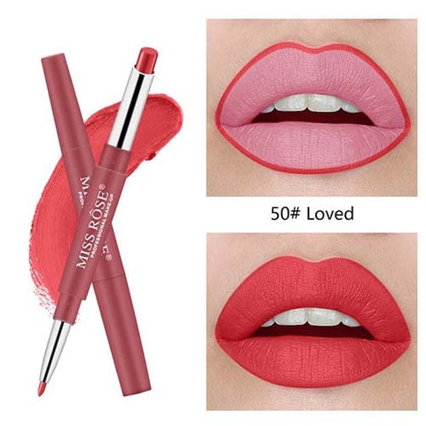 MISS ROSE Multifunctional Lipstick Pencil Moisturizing Matte Lip Waterproof Lasting Color Sexy Red Lip Stick Lip Liner Lipstick