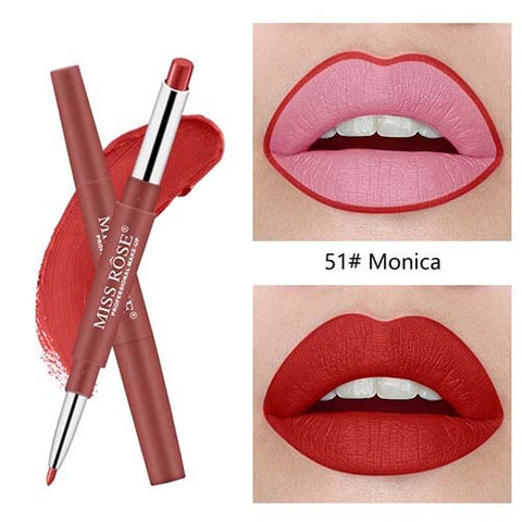 MISS ROSE Multifunctional Lipstick Pencil Moisturizing Matte Lip Waterproof Lasting Color Sexy Red Lip Stick Lip Liner Lipstick