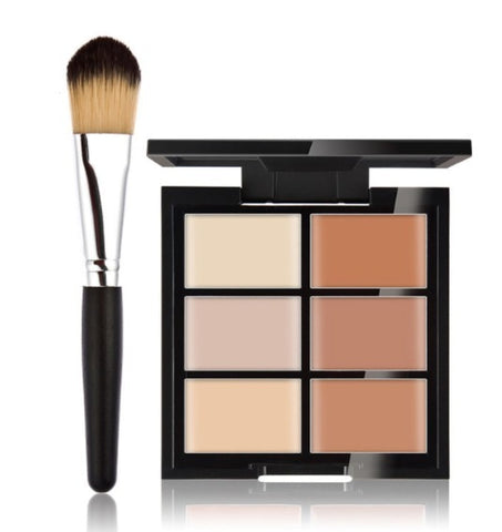 makeup brushes Set +6 Colors Concealer Palette maquiagem Puff Face Contour concealer Cosmetic Make Up Tools Brushes for make-up
