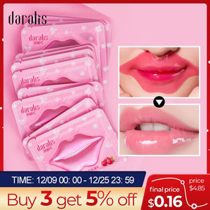 Daralis 10pcs Cranberry Moisturizing Lip Mask Lip Film Patches Gel Exfoliating Lips Care Pump Collagen Pads Anti-Wrinkle Patches