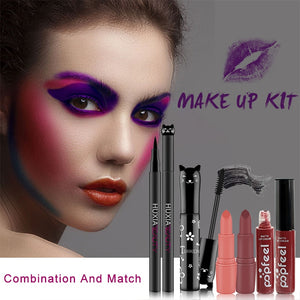 Beauty Makeup Sets Cosmetics Cat Series Long Thick Black Mascara Eyeliner Long Lasting Matte Lipstick Moisture Lip Gloss