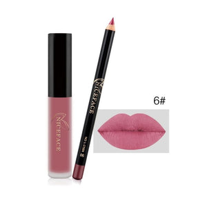 HOT Makeup Set Lip Gloss + Lip Liner Set Lip Set Matte Lipstick Long Lasting Waterproof Solid Lip Pencil Liner Set Newest MKXJ