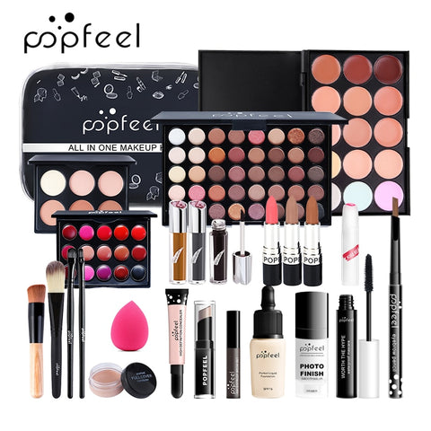 15 20 24PCS/Set Make Up Sets Cosmetics Kit Eyeshadow Lipstick Eyebrow Pencil Lip Gloss Makeup Brush Powder Puff with Makeup Bag