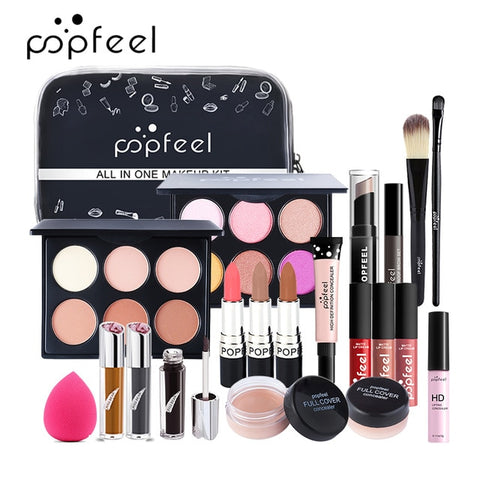 15 20 24PCS/Set Make Up Sets Cosmetics Kit Eyeshadow Lipstick Eyebrow Pencil Lip Gloss Makeup Brush Powder Puff with Makeup Bag