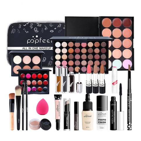 15 20 24PCS/Set Make Up Sets Cosmetics Kit Eyeshadow Lipstick Eyebrow Pencil Lip Gloss Makeup Brush Powder Puff with Makeup Bag