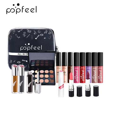 15 20 24PCS/Set Make Up Sets Cosmetics Kit Eyeshadow Lipstick Eyebrow Pencil Lip Gloss Makeup Brush Powder Puff with Makeup Bag