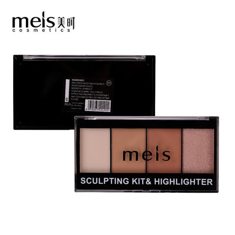 MEIS Bronzers Highlighter Powder Palette Face Concealer Contouring Foundation Cosmetic Primer 3D Makeup Corrector Contour 0430
