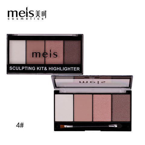 MEIS Bronzers Highlighter Powder Palette Face Concealer Contouring Foundation Cosmetic Primer 3D Makeup Corrector Contour 0430