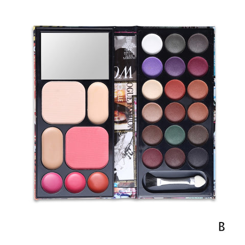 Makeup Set Multi-function 18 Color Eyeshadow Palette + Blusher + 3 Color Lipstick + Eyebrow Cake + Concealer + Bronzer