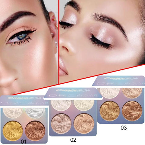 Glow Kit 4 Color Baked Highlighter Palette Shimmer Illuminator Contouring Brighten 3D Face Makeup Pearl Repair Capacity Powder