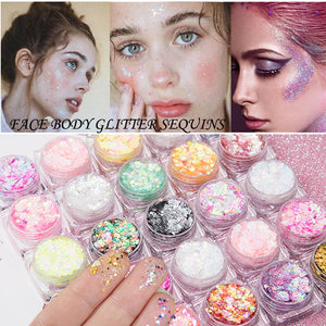 Body Art Sequin Glitter Gel Women Colorful Party Shining Face Eye Lip Hair Body Shimmer Powder No Glue Required Decoration
