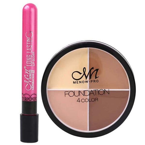MENOW Makeup Set 1pcs 4color Concealer Sexy Lip Gloss Cosmetic Combination Drop ship