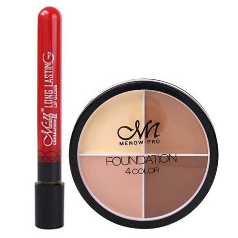 MENOW Makeup Set 1pcs 4color Concealer Sexy Lip Gloss Cosmetic Combination Drop ship