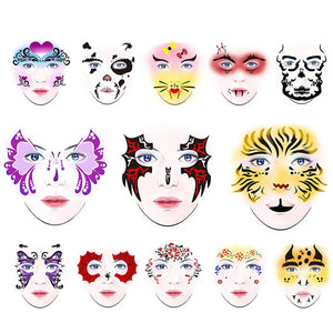 Reusable Eye Body Paint DIY Design Halloween Christmas Party Soft Face Paint Stencil Template Tattoo Painting Makeup Tool