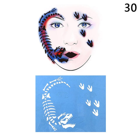 Reusable Eye Body Paint DIY Design Halloween Christmas Party Soft Face Paint Stencil Template Tattoo Painting Makeup Tool