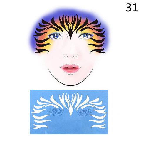 Reusable Eye Body Paint DIY Design Halloween Christmas Party Soft Face Paint Stencil Template Tattoo Painting Makeup Tool