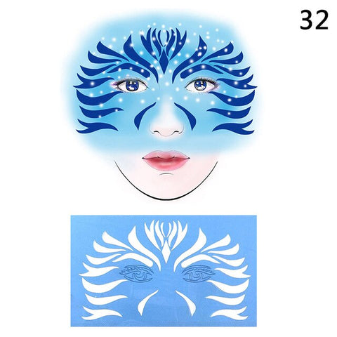Reusable Eye Body Paint DIY Design Halloween Christmas Party Soft Face Paint Stencil Template Tattoo Painting Makeup Tool