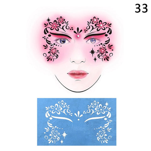 Reusable Eye Body Paint DIY Design Halloween Christmas Party Soft Face Paint Stencil Template Tattoo Painting Makeup Tool
