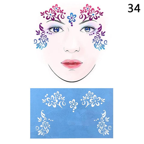 Reusable Eye Body Paint DIY Design Halloween Christmas Party Soft Face Paint Stencil Template Tattoo Painting Makeup Tool