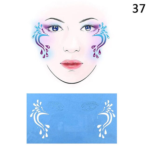 Reusable Eye Body Paint DIY Design Halloween Christmas Party Soft Face Paint Stencil Template Tattoo Painting Makeup Tool