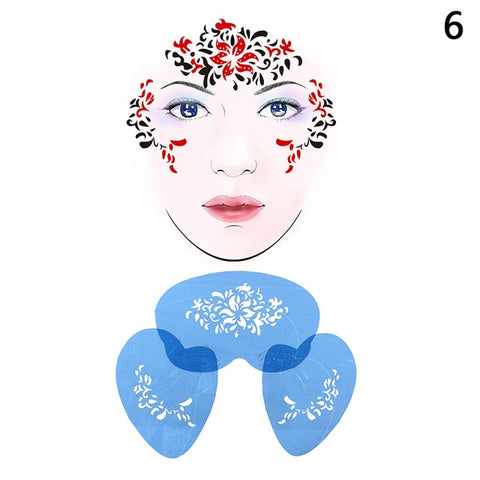 Reusable Eye Body Paint DIY Design Halloween Christmas Party Soft Face Paint Stencil Template Tattoo Painting Makeup Tool