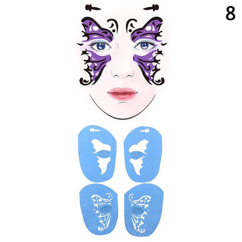 Reusable Eye Body Paint DIY Design Halloween Christmas Party Soft Face Paint Stencil Template Tattoo Painting Makeup Tool