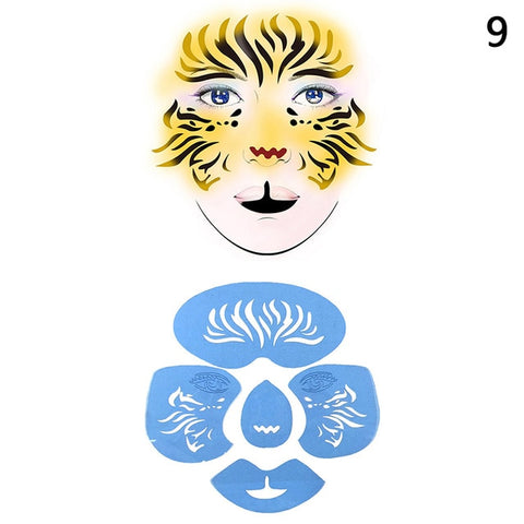 Reusable Eye Body Paint DIY Design Halloween Christmas Party Soft Face Paint Stencil Template Tattoo Painting Makeup Tool
