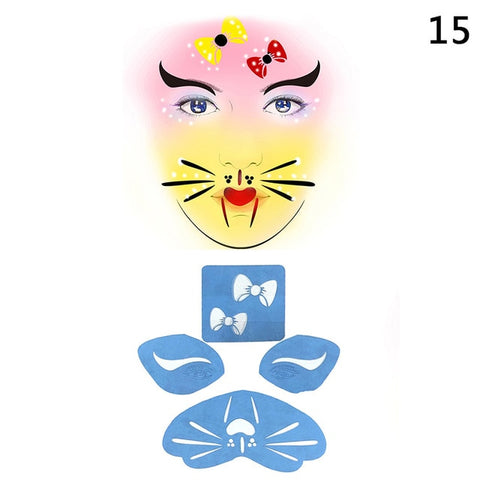 Reusable Eye Body Paint DIY Design Halloween Christmas Party Soft Face Paint Stencil Template Tattoo Painting Makeup Tool