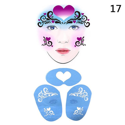 Reusable Eye Body Paint DIY Design Halloween Christmas Party Soft Face Paint Stencil Template Tattoo Painting Makeup Tool