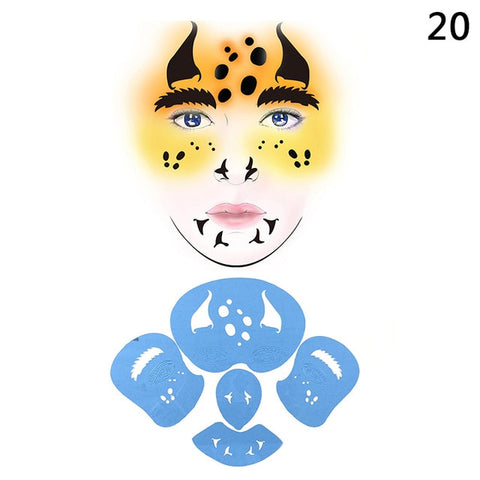 Reusable Eye Body Paint DIY Design Halloween Christmas Party Soft Face Paint Stencil Template Tattoo Painting Makeup Tool