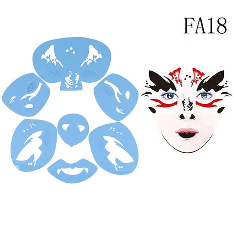 Reusable Eye Body Paint DIY Design Halloween Christmas Party Soft Face Paint Stencil Template Tattoo Painting Makeup Tool