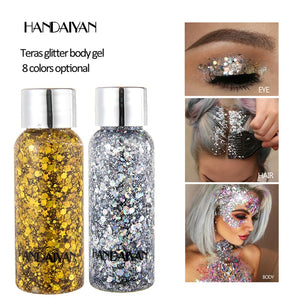 HANDAIYAN Mermaid Sequins Glitter Shimmer Festival Hyperbolic Tattoo For Face Highlighter Gloss Body Milk Hair Makeup Maquiagem