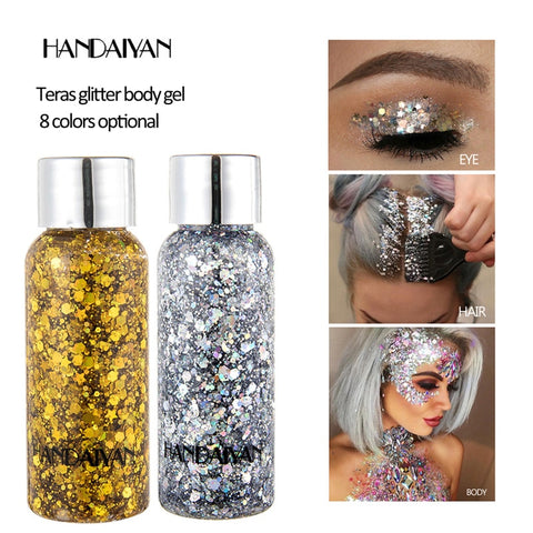 HANDAIYAN Mermaid Sequins Glitter Shimmer Festival Hyperbolic Tattoo For Face Highlighter Gloss Body Milk Hair Makeup Maquiagem