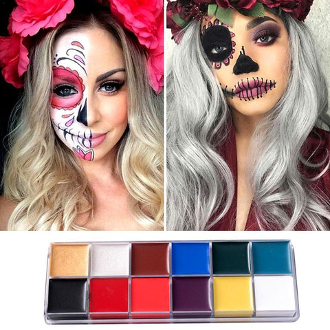 Body Paint 12 Color Face Painting DIY Body Tattoo Paint Tool Oil Face Fancy Painting Party Painting Makeup Halloween Beauty O5W1
