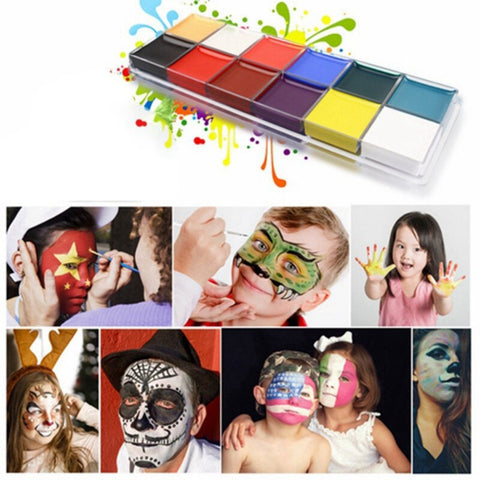 12 Color Body Paint Masquerade Oil Color Face Paint Drama Clown Dance Party Carnaval Festival Halloween Makeup Tool