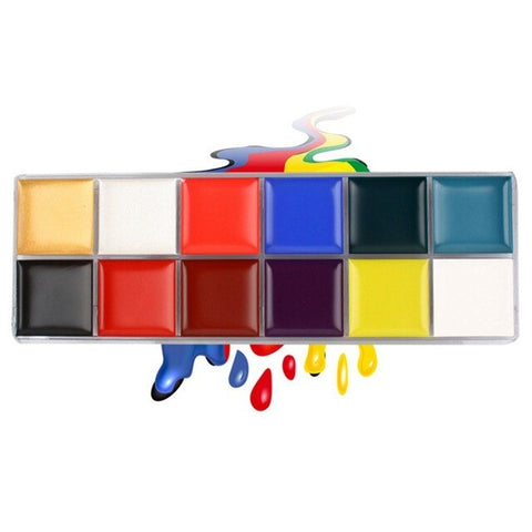12 Color Body Paint Masquerade Oil Color Face Paint Drama Clown Dance Party Carnaval Festival Halloween Makeup Tool