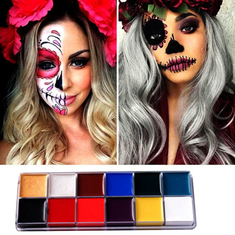 Festival World Cup Body Painting Play Clown Halloween Makeup Face Paint  12 Color Body Face Painted Make Up Flash Tattoo Brush