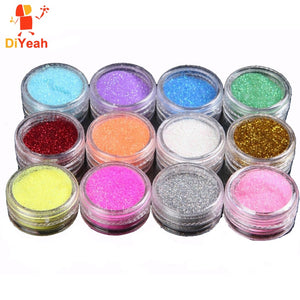 12 colors /lot Glitter Tattoo Body Glitter Powder Shimmer Glitter Tattoos Powder Colors Nail Art Acrylic Glitter Dust Decoration