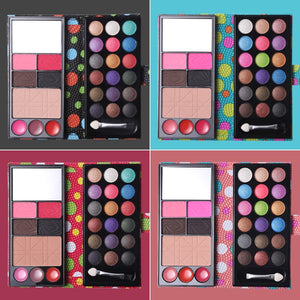 Makeup Set 18 Color Shimmer Eyeshadow Palette + 3 Color Lipstick + Blusher + Eyebrow Powder + Face Skin Finish Powder with Brush