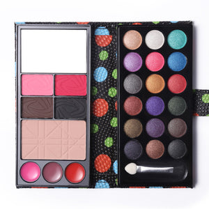 Makeup Set 18 Color Shimmer Eyeshadow Palette + 3 Color Lipstick + Blusher + Eyebrow Powder + Face Skin Finish Powder with Brush