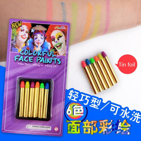 Mini Body Paint Crayons Pearl Party Festival Makeup Kids Face Paint Pigment Painting Washable 6 Color Body Art